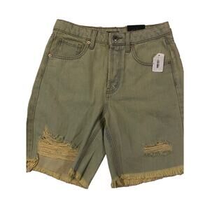 Wild Fable Size 2 26 inch waist Distressed Denim Yellow Rinse Bermuda Short 90s